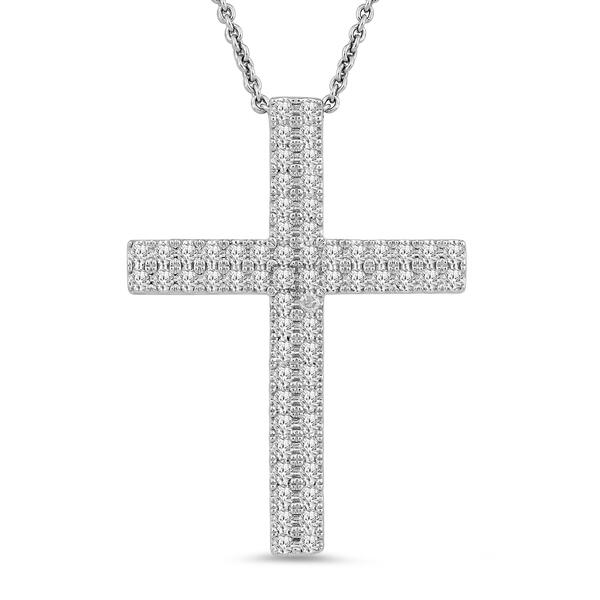 Sterling Silver 1/2cttw. Diamond Cross Pendant Necklace - image 
