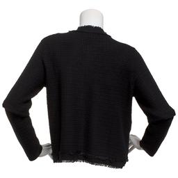 Womens Adrianna Papell Long Sleeve Fray Trim Cardigan