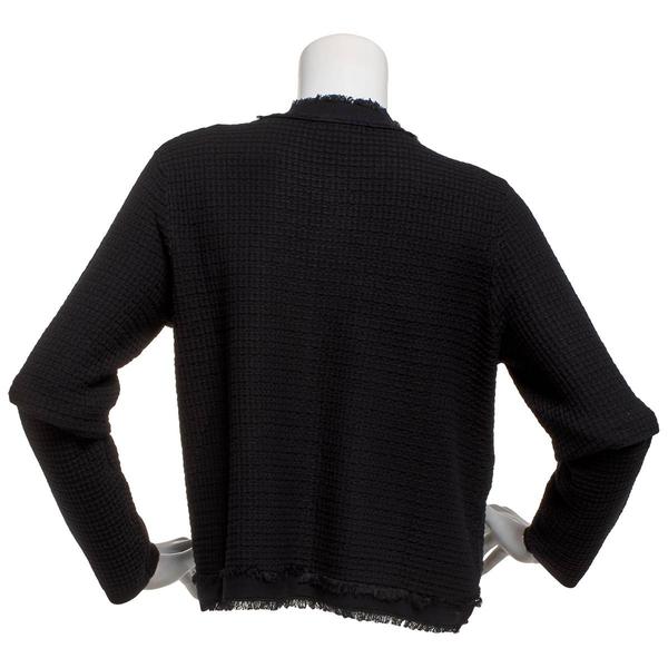 Womens Adrianna Papell Long Sleeve Fray Trim Cardigan