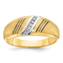 Mens Gentlemens Classics(tm) 14kt. Gold Rhodium Stripe Diamond Ring