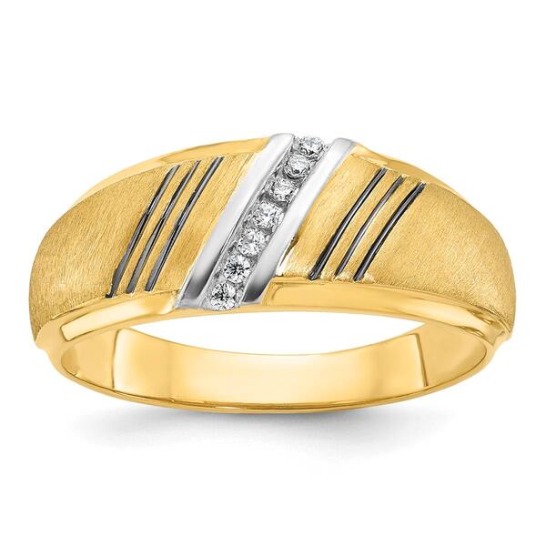 Mens Gentlemens Classics&#40;tm&#41; 14kt. Gold Rhodium Stripe Diamond Ring - image 