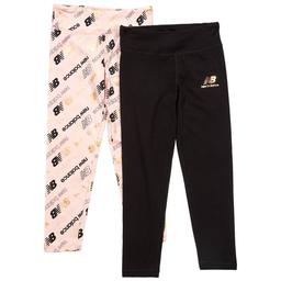 Girls (7-16) New Balance 2pk. Logo/Solid Leggings
