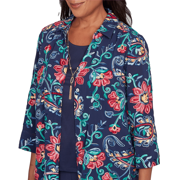 Plus Size Alfred Dunner Saratoga Springs Floral Two In One Blouse