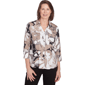 Women Alfred Dunner 3/4 Sleeve Shadow Leaf Button Front Top - image 1