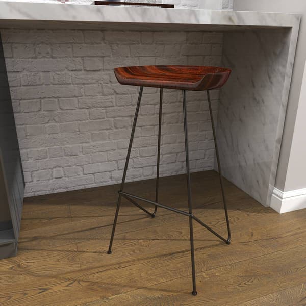 9th & Pike® Rustic Brown Metal Backless Bar Stool