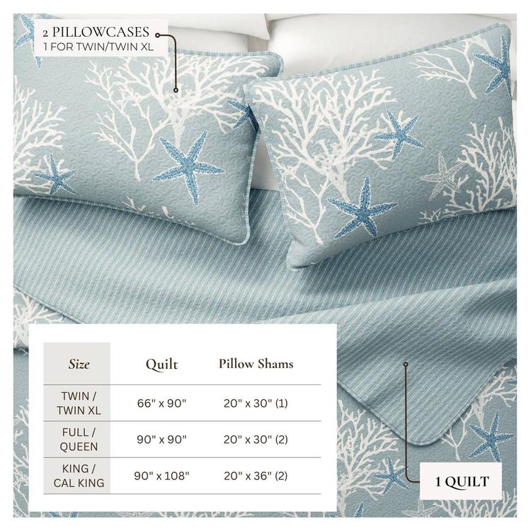 FreshFolds Fenwick 3pc. Reversible Coral Quilt Set