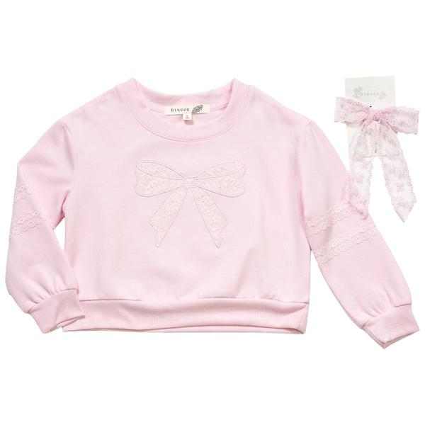 Girls (4-6x) BTween(R) Long Sleeve Lace Bow Applique Top - image 