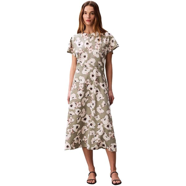 Womens Calvin Klein Short Sleeve Buttercup Floral Midi Dress - image 