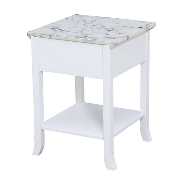 Convenience Concepts American Heritage Marble End Table - White