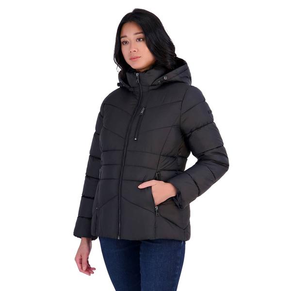 Petite Calvin Klein Puffer Coat with Faux Fur Lined Hood