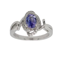 Precious Elegance&#40;tm&#41; Tanzanite/White Zircon Silver Accent Ring