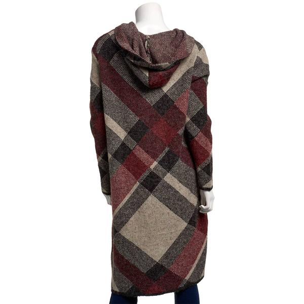 Plus Size Joseph A Long Sleeve Autumn Plaid Hooded Cardigan