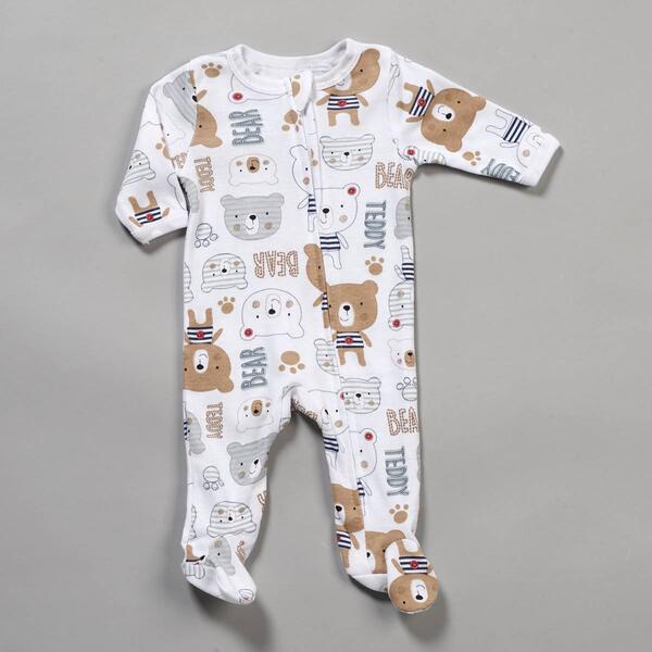 Baby Boy &#40;NB-9M&#41; Mini Hop Teddy Bear Zip Footie Pajama - image 