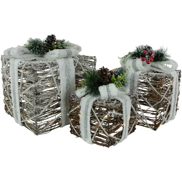 Northlight Seasonal Outdoor Christmas Pine Gift Boxes - Set of 3