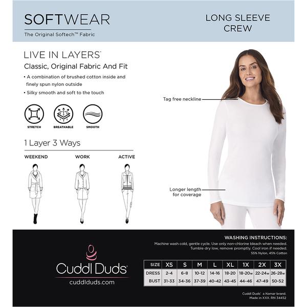 Womens Cuddl Duds® Soft Wear Long Sleeve Crew Neck