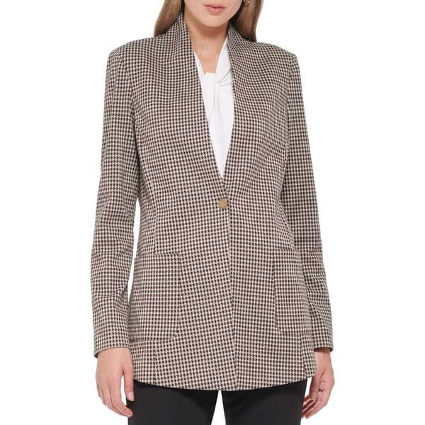 Womens Tommy Hilfiger Long Sleeve Houndstooth Knit Jacket