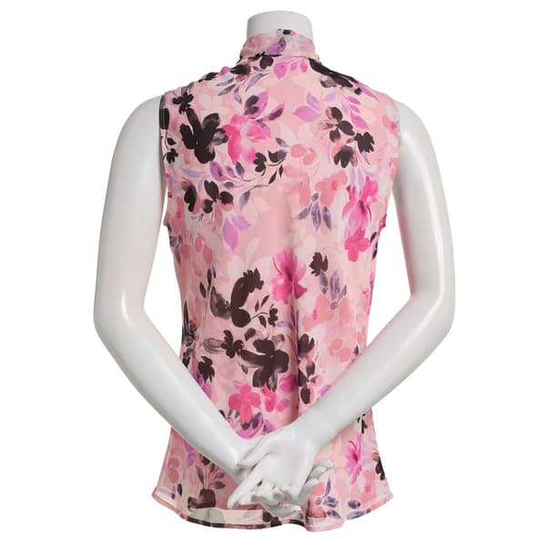 Womens Kasper Sleeveless Tie Front Floral Blouse