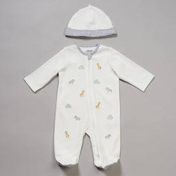 Baby Unisex (NB-9M) Little Me(R) Embroidered Safari Footie with Hat