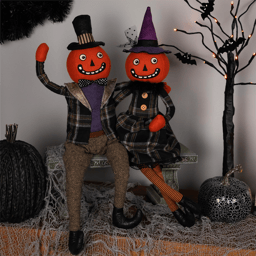 Northlight Jack-O-Lantern Couple Halloween Figures - Set of 2