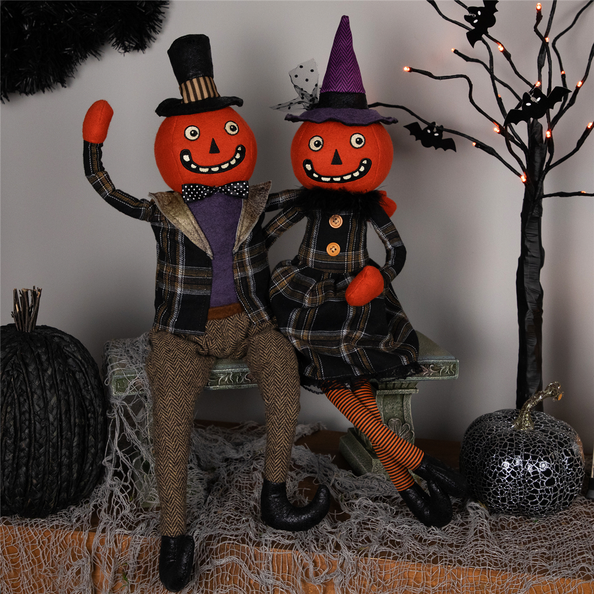 Northlight Jack-O-Lantern Couple Halloween Figures - Set of 2