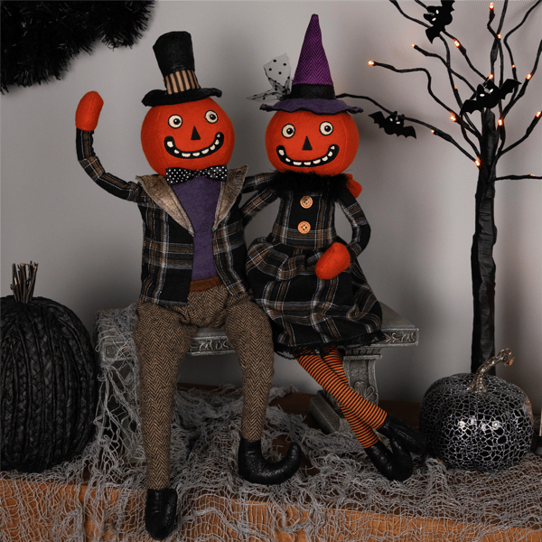 Northlight Jack-O-Lantern Couple Halloween Figures - Set of 2