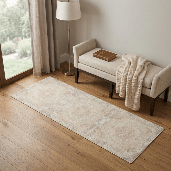 HomeRoots Beige Medallion Runner Rug - image 