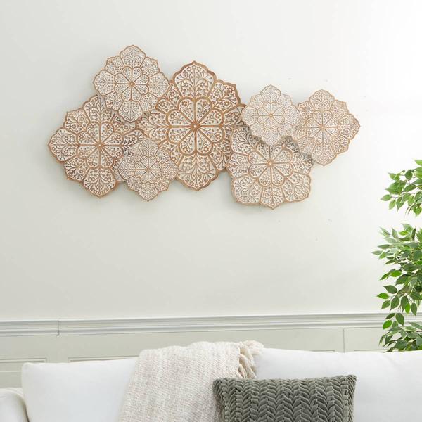 9th & Pike® Brown Wood Farmhouse Floral Wall Decor