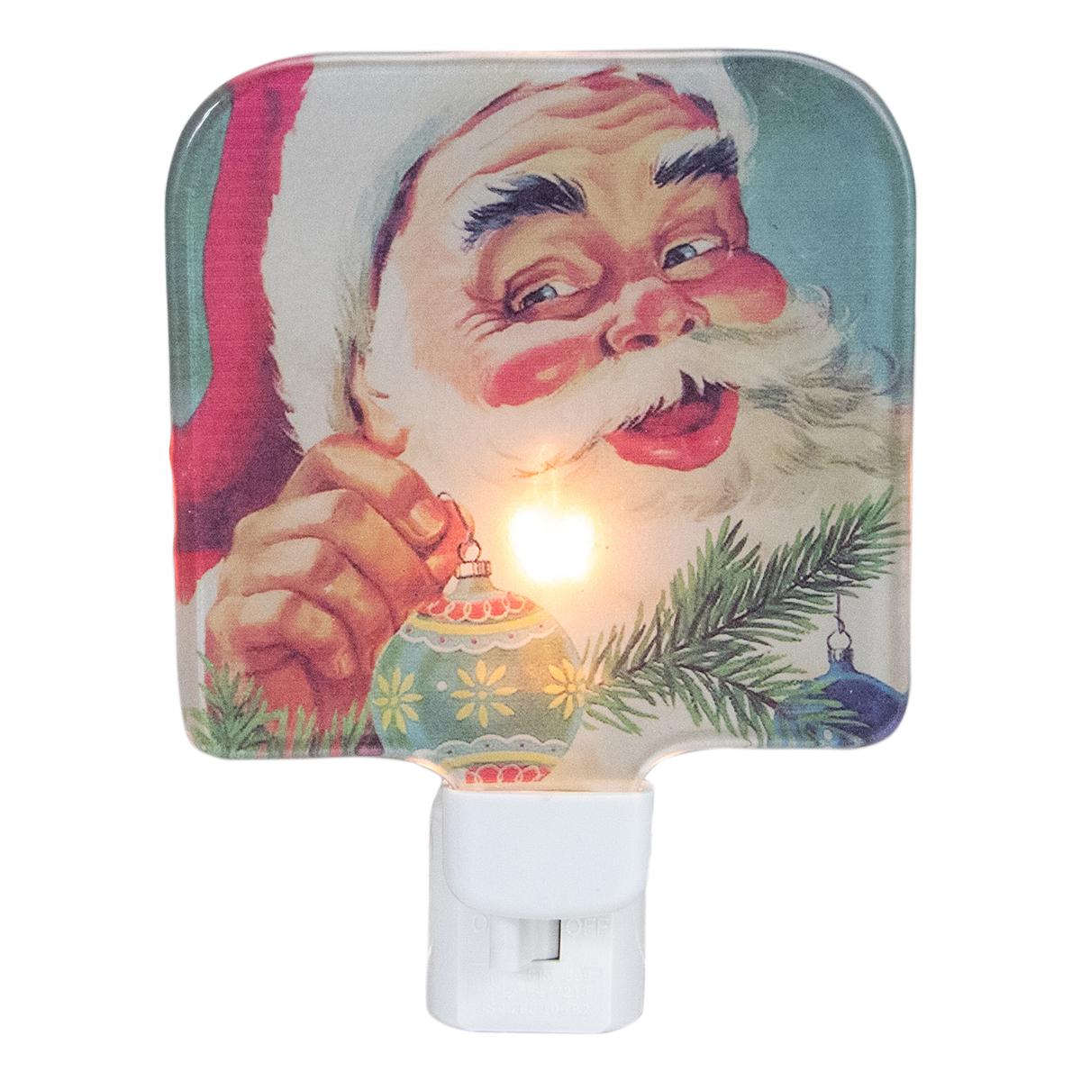 Northlight 4in. Red & Blue Santa Glass Christmas Night Light
