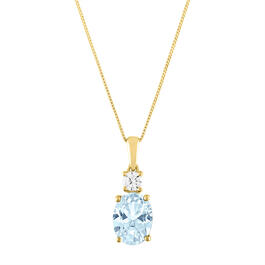 Diamond Classics&#40;tm&#41; 10kt. Yellow/Aqua Pendant Necklace