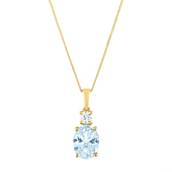 Diamond Classics&#40;tm&#41; 10kt. Yellow/Aqua Pendant Necklace - image 