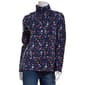 Womens Lands End Floral Powder Fleece 1/4 Zip Sweatshirt - Navy - image 1