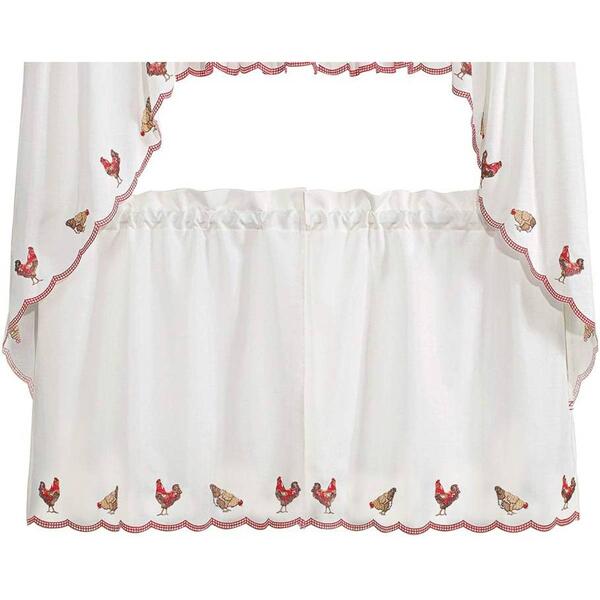 Roosters Embroidered Tier Curtains - image 