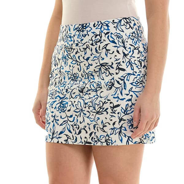 Womens Zac & Rachel Pull On Blue Floral Millennium Stencil Skort