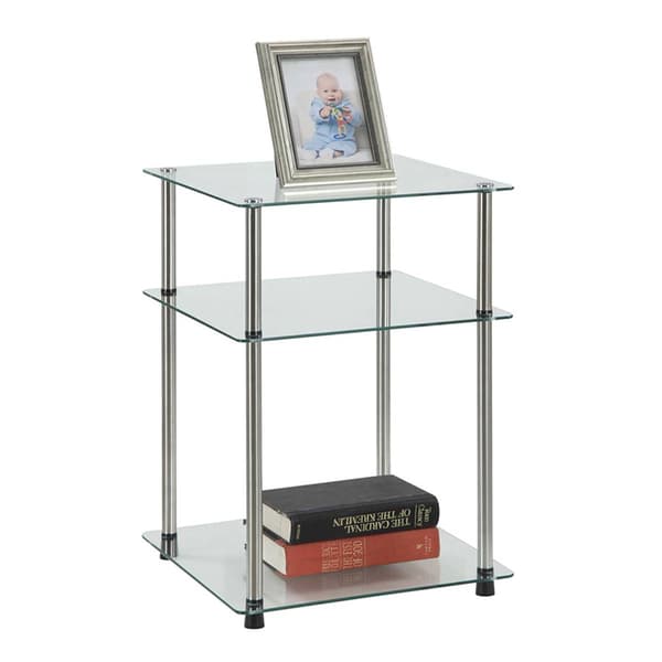 Convenience Concepts Designs2Go Classic Glass 3-Tier End Table