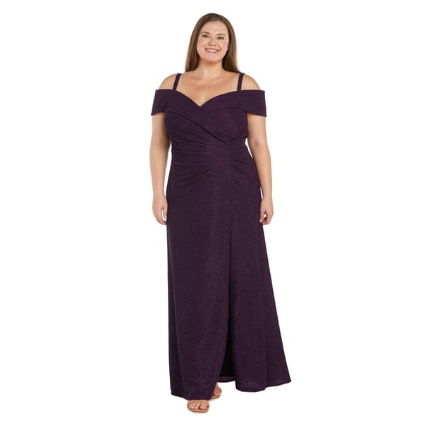 Plus Size R&M Richards Sleeveless Cold Shoulder Side Drape Gown - image 