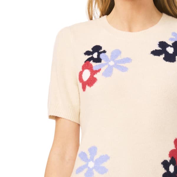 Womens Cece Short Sleeve Groovy Floral Sweater