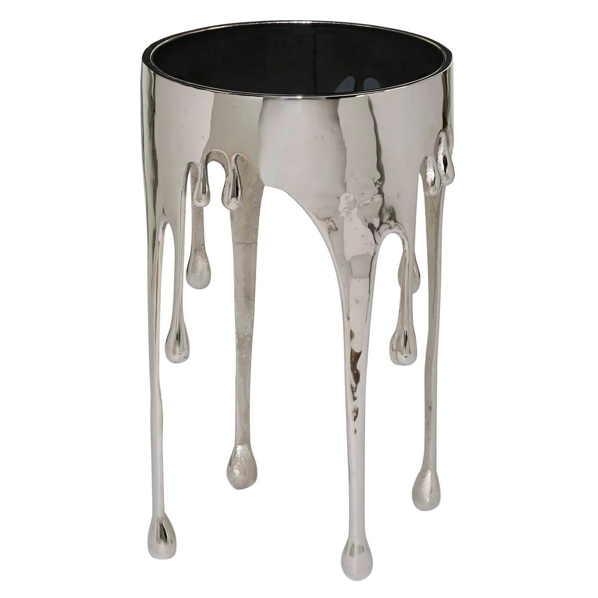 9th & Pike(R) Silver Contemporary Aluminum Accent Table