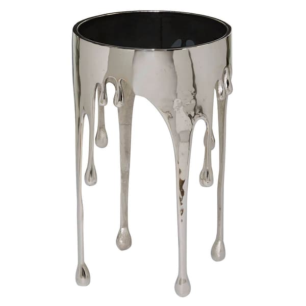 9th & Pike(R) Silver Contemporary Aluminum Accent Table