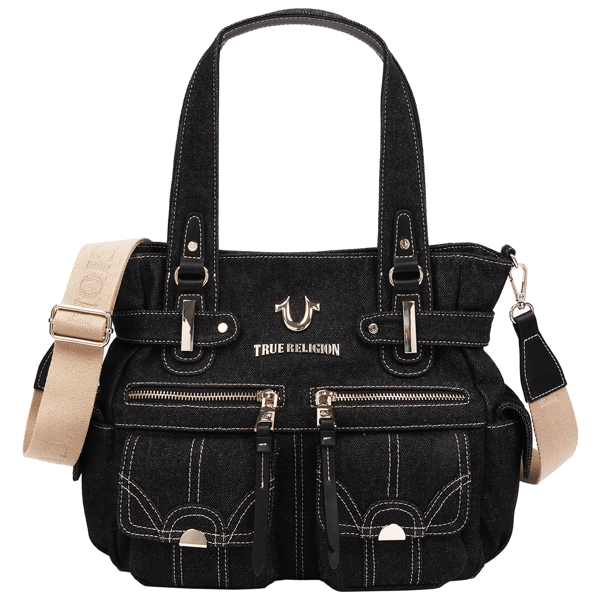 True Religion Multi Pocket Denim Cinch Tote - image 