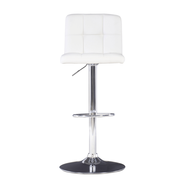 Linon Home Decor Brandt White Faux Leather Adjustable Barstool