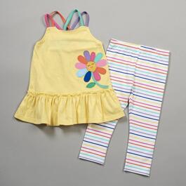Girls (4-6x) Kids Headquarters(R) Flower Tunic &amp; Stripe Legging Set