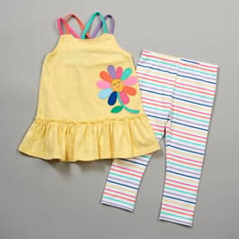 Girls &#40;4-6x&#41; Kids Headquarters&#40;R&#41; Flower Tunic & Stripe Legging Set