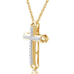 Nova Star® 1/10ctw. Lab Grown Diamond Gold Cross Pendant