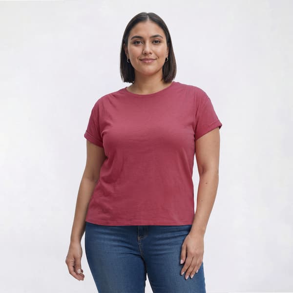 Plus Size Hasting & Smith Short Sleeve Ruched Shoulder Solid Tee