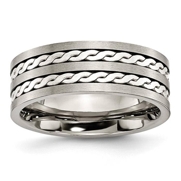 Mens Endless Affection(tm) Sterling Silver Braided Inlay Band