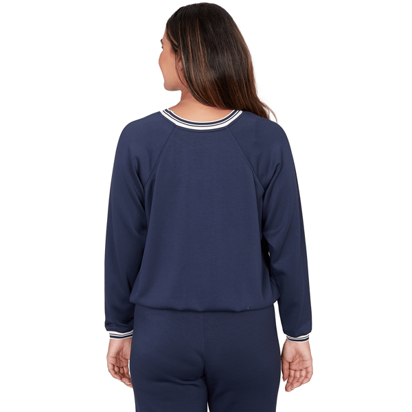 Petite Ruby Rd. Jetsetter Bubble Hem Sweatshirt