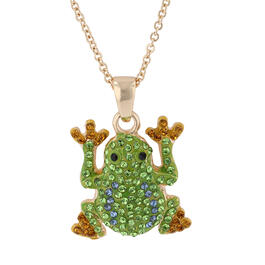 Crystal Kingdom Gold-Tone & Green Crystal Frog Pendant Necklace