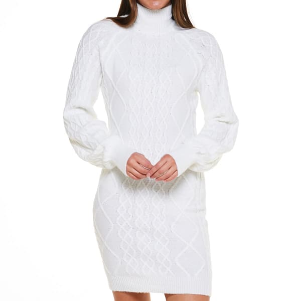 Juniors Almost Famous&#8482; Mock Neck Cable Knit Sweater Dress