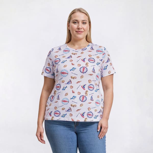 Plus Size Hasting & Smith Short Sleeve Beach Coastal Tee - image 