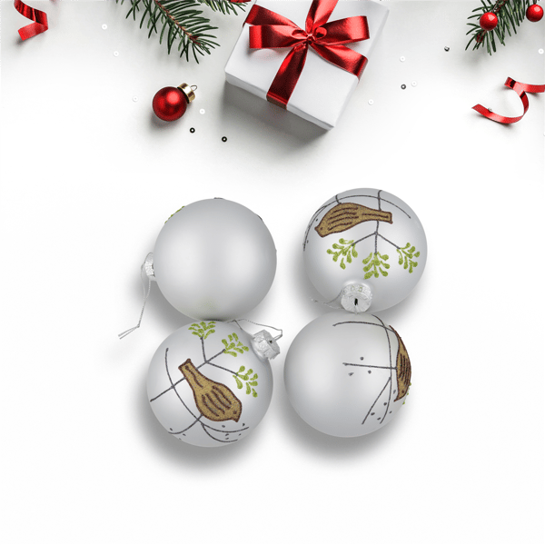 Northlight 4ct. Glitter Bird Christmas Glass Ball Ornaments